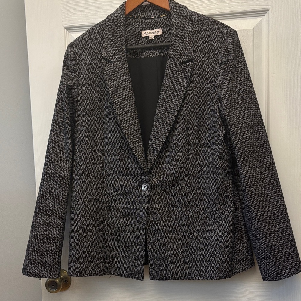 Nanette Lepore Women's Textured Black Blazer with Subtle Silver Threads